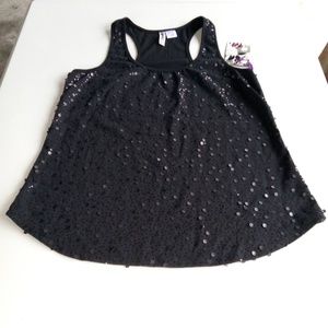 🆕 Black Wurl Racerback Tank Top Large Sequence